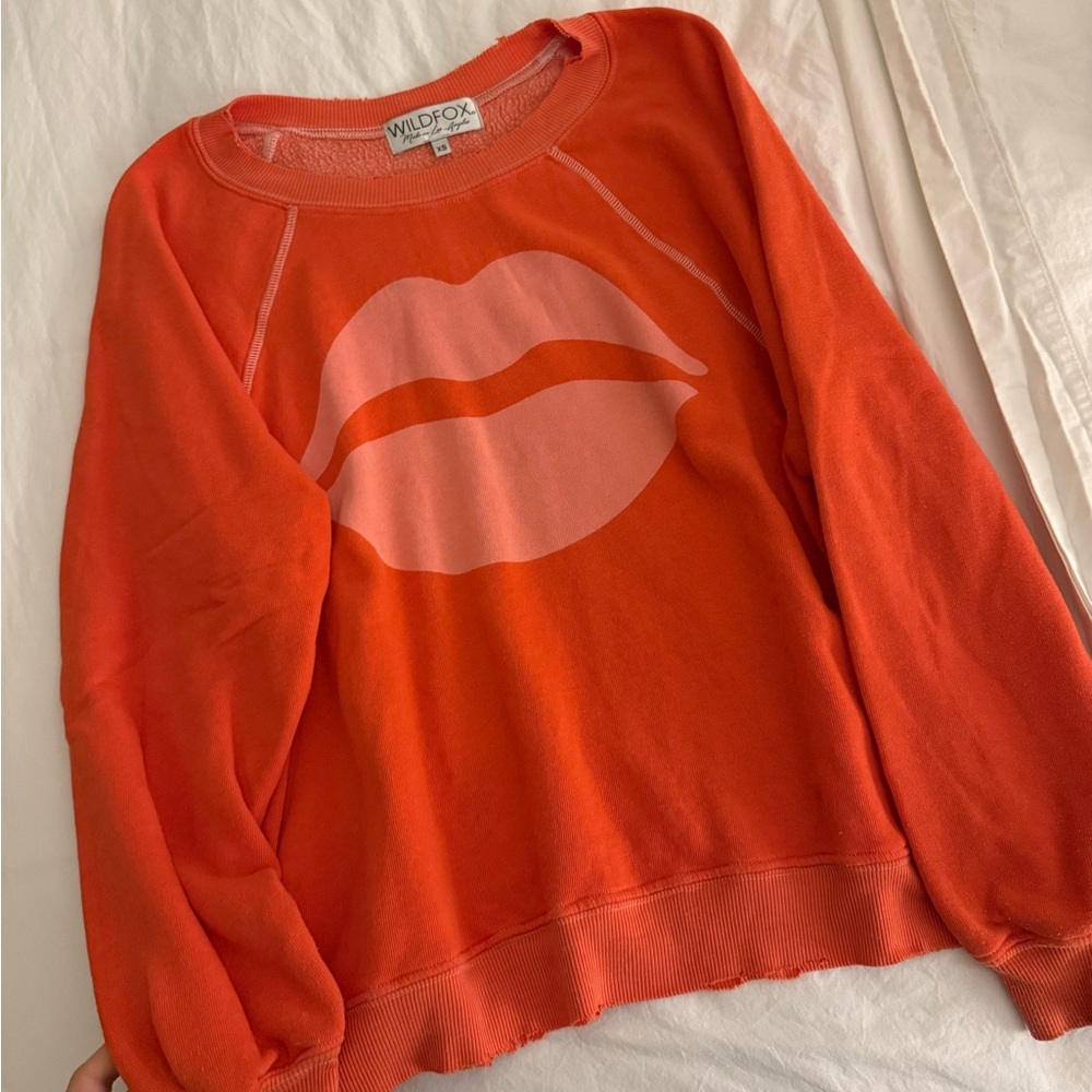 Wildfox Orange Lips Pullover Sweater